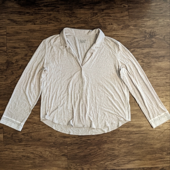 Victoria's Secret Neutral Pajama Top Button Down Modal Blend - Picture 1 of 11